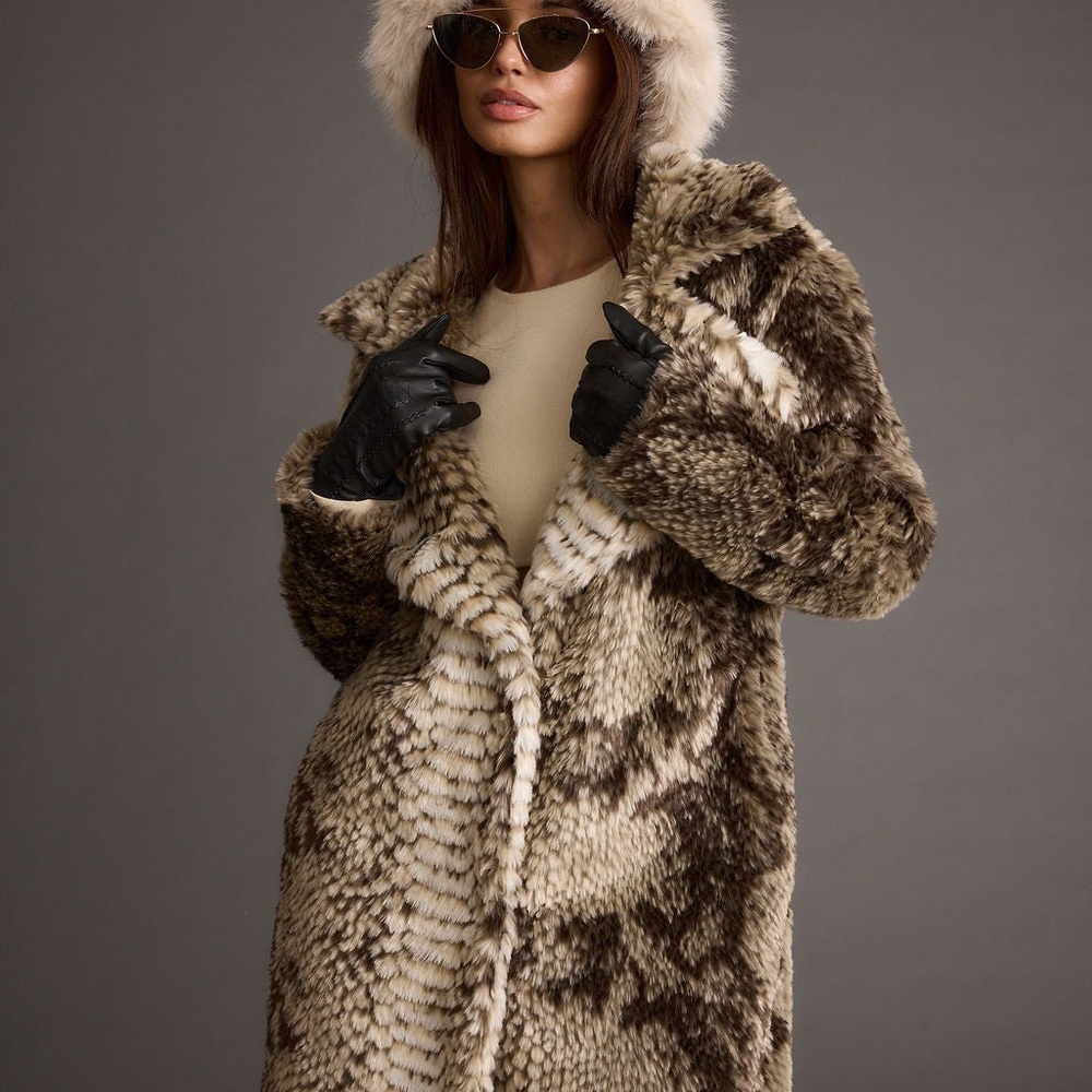 12th Tribe Vivienne Grey Snake Faux Fur Jacket Size LL